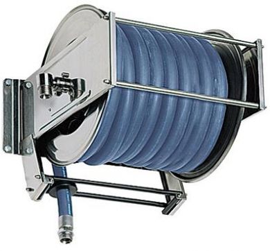 Oilybits, 316 Stainless and Painted Steel, Sring Rewind Hose Reel, High Capacity